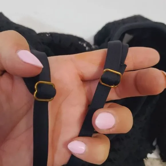 5x$25 Montce solid black ruffle Bikini top only size XS - Picture 5 of 11